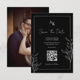 Reserve A Data Casamento Floral Rústico Preto Elegante Foto Fundo