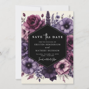 Reserve A Data Casamento Floral Simples De Roxo Botânico