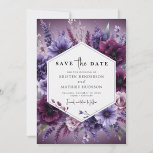 Reserve A Data Casamento Floral Simples De Roxo Botânico