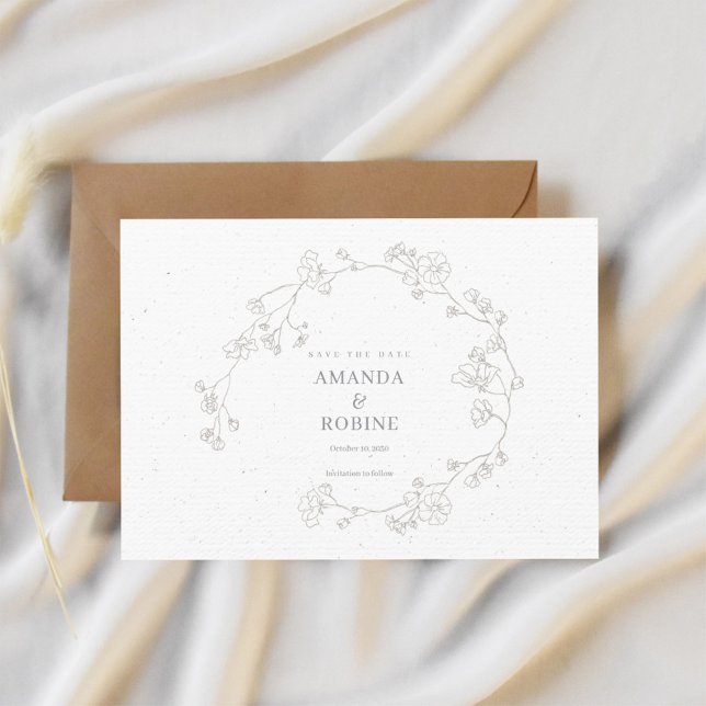 Reserve A Data Casamento Floral Simples Elegante Salvar A Data (Criador carregado)