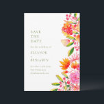 Reserve A Data Casamento Floral Simples Moderno Rosa Laranja Verd<br><div class="desc">Casamento com Tipografia Verde de Data de Salvamento de Casamento Floral em Aquarela Rosa e Laranja Moderna com Redação Formal</div>