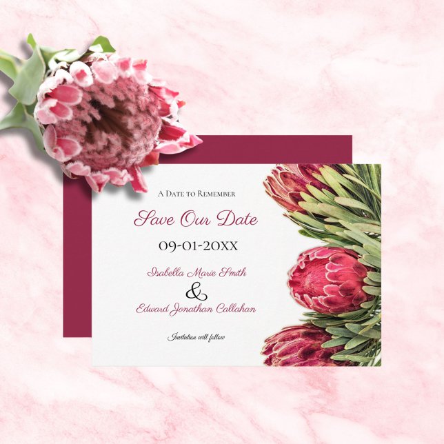 Reserve A Data Casamento Floral Tropical Botânica Rosa Protea (Criador carregado)