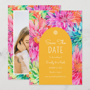 Reserve A Data Casamento Floral Tropical Colorido em Aquarela Mod
