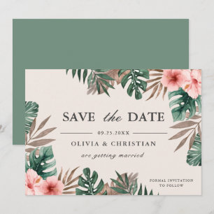 Reserve A Data Casamento Floral Verde Aquarela Tropical Monstera