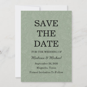 Reserve A Data Casamento Floral Verde de Swirl Sage Ornamentado E