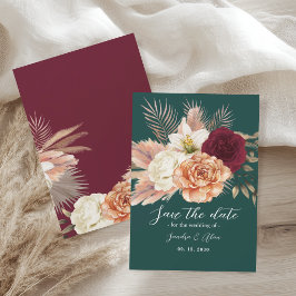 Reserve A Data Casamento Floral Verde Esmeralda