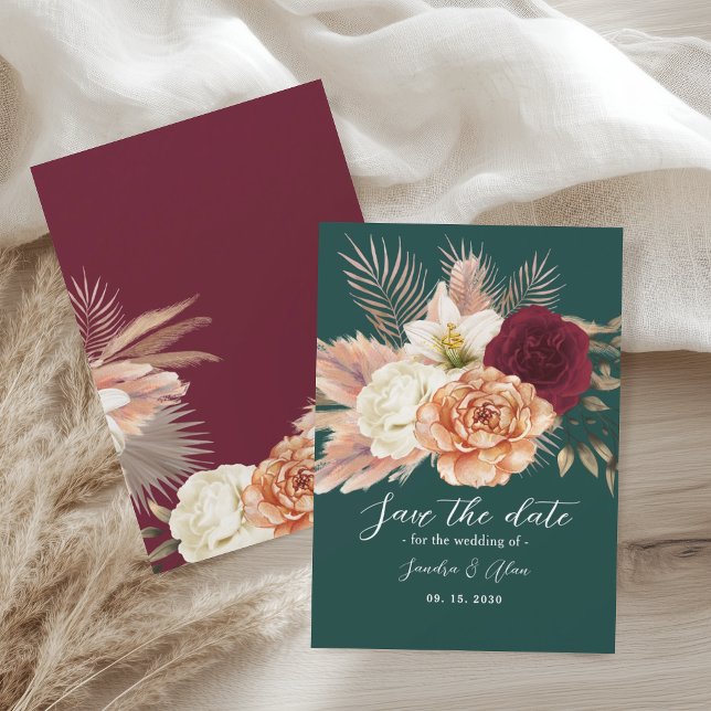 Reserve A Data Casamento Floral Verde Esmeralda (Criador carregado)