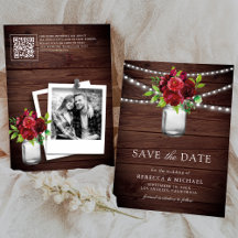 Casamento Floral Vermelho Borgonha Código QR Foto 