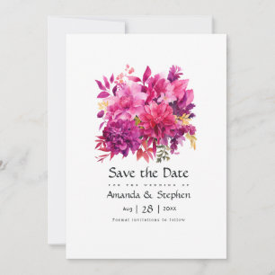 Reserve A Data Casamento Floral Viva Magenta