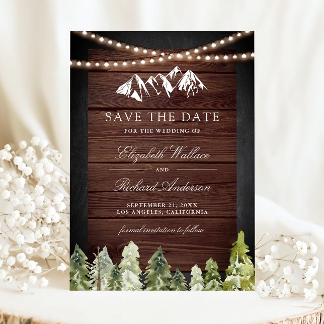 Reserve A Data Casamento Floresta Montanhosa de Madeira Rústica F (Criador carregado)