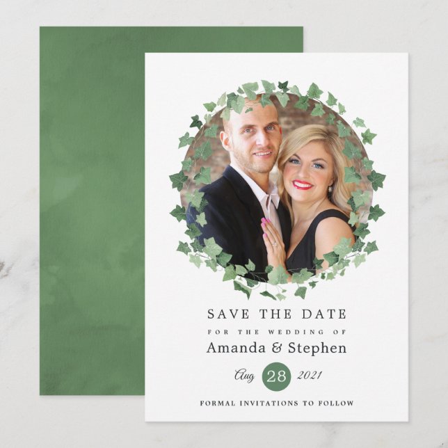 Reserve A Data Casamento Floresta Verde (Frente/Verso)
