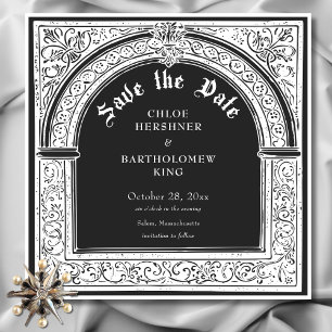 Reserve A Data Casamento Florestal Ornamental Negra Gótica