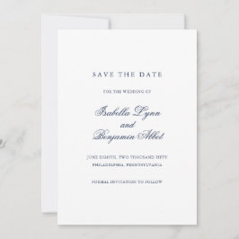 Reserve A Data Casamento Formal Azul Marinho Tradicional Elegante