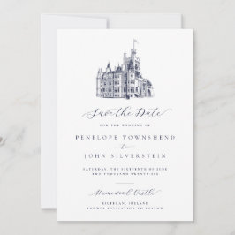 Reserve A Data Casamento Formal da Ilustração do Castelo Elegante