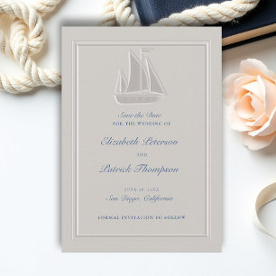 Reserve A Data Casamento Formal de Barco à Vela Náutico Costeiro 