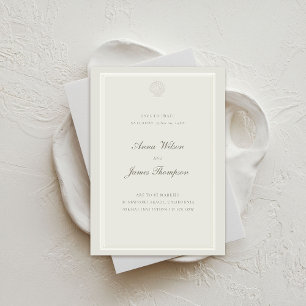 Reserve A Data Casamento Formal Ecru Clássico de Seashell Náutico