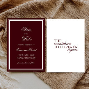 Reserve A Data Casamento Formal Minimalista Elegante Vermelho Bor