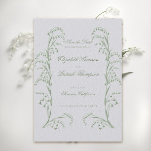 Reserve A Data Casamento Formal Verde de Lily Valley Embossed