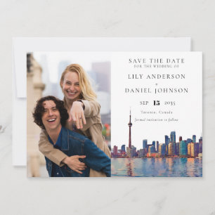 Reserve A Data Casamento Foto Aquarela da Silhueta de Toronto
