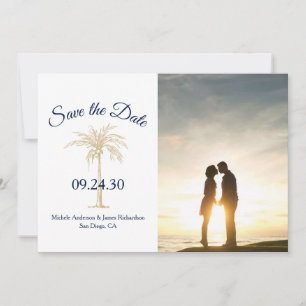 Reserve A Data Casamento Foto Árvore de Palmeira Azul Naval Doura