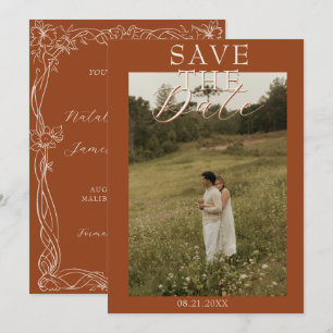 Reserve A Data Casamento Foto Boho Romântico Laranja Queimada Chi