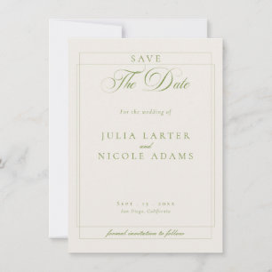Reserve A Data Casamento Foto de Calligraphy de Marfim Verde Clás