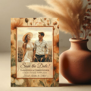 Reserve A Data Casamento Foto de Sienna Boho Aquarela Flores Silv