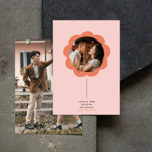 Reserve A Data Casamento Foto Flor Pintada Retro Verão Romântico