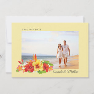 Reserve A Data Casamento Foto Floral Tropical Hibisco Elegante