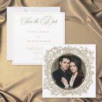 Casamento Foto Jardim com Brasão em Ouro Elegante