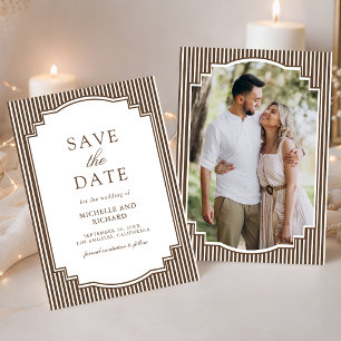 Reserve A Data Casamento Foto Listrada Marrom Chocolate