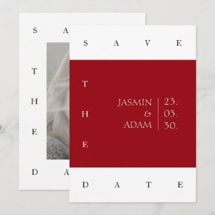 Reserve A Data Casamento Foto Moderno Vermelho Carmesim Save The