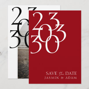 Reserve A Data Casamento Foto Moderno Vermelho Carmesim Save The 