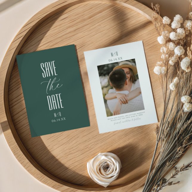 Reserve A Data Casamento Foto Monograma Letra Elegante Atemporal (Criador carregado)