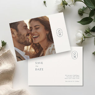 Reserve A Data Casamento Foto Monograma Moderno Minimalista