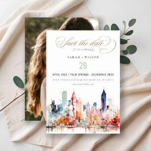 Reserve A Data Casamento Foto Paisagem Aquarela de Chicago Illino