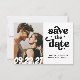 Reserve A Data Casamento Foto Retro Vintage Elegante Script