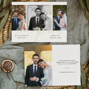 Reserve A Data Casamento Foto Script Dourado Caligrafia Moderna
