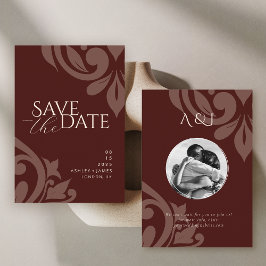 Reserve A Data Casamento Fotográfico Clássico Damask Elegante Ver