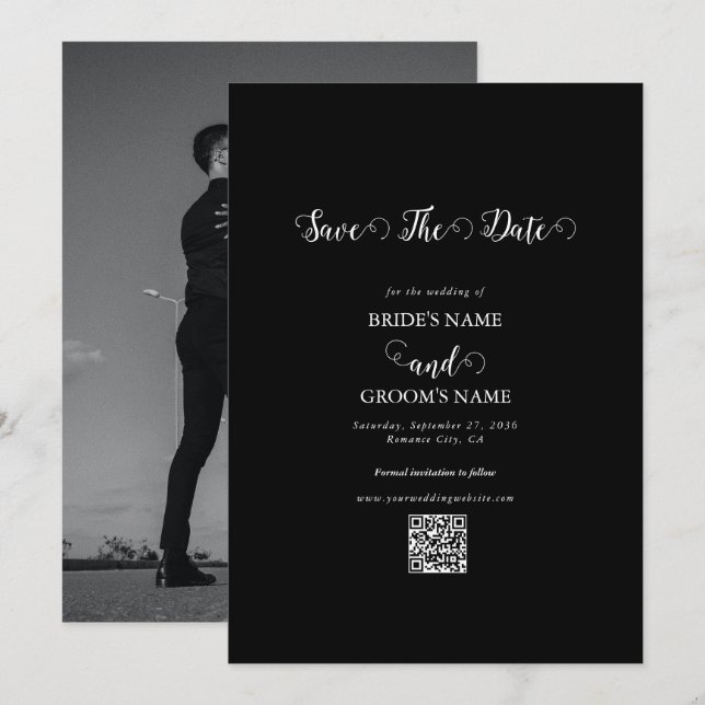 Reserve A Data Casamento Fotográfico de Casal com Roteiro Moderno (Frente/Verso)