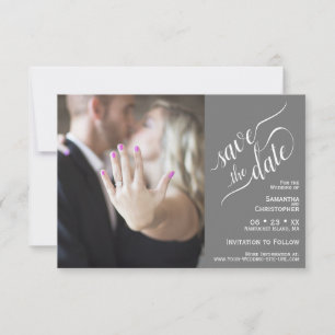 Reserve A Data Casamento Fotográfico de Cinza de Caligrafia Elega