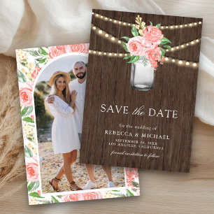 Reserve A Data Casamento Fotográfico de Mason Jar, Cor-de-rosa-Bl