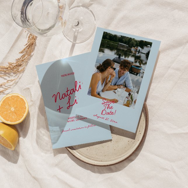 Reserve A Data Casamento Fotográfico de Negrito Colorido Moderno (Criador carregado)