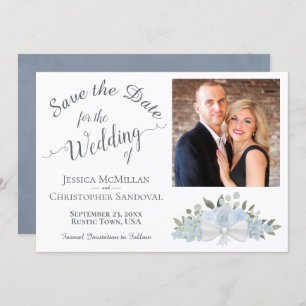 Reserve A Data Casamento Fotográfico de Rosas Azuis Elegantes