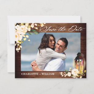 Reserve A Data Casamento Fotográfico de Rosas Rústicos de Madeira