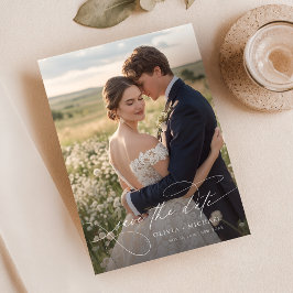 Reserve A Data Casamento Fotográfico de Script de Caligrafia Mode