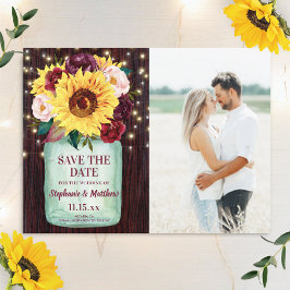Reserve A Data Casamento Fotográfico de Sunflower Mason Jar Wood