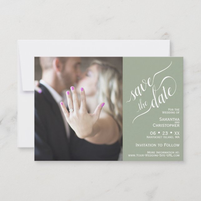 Reserve A Data Casamento Fotográfico do Elegant Calliographic Sag (Frente)