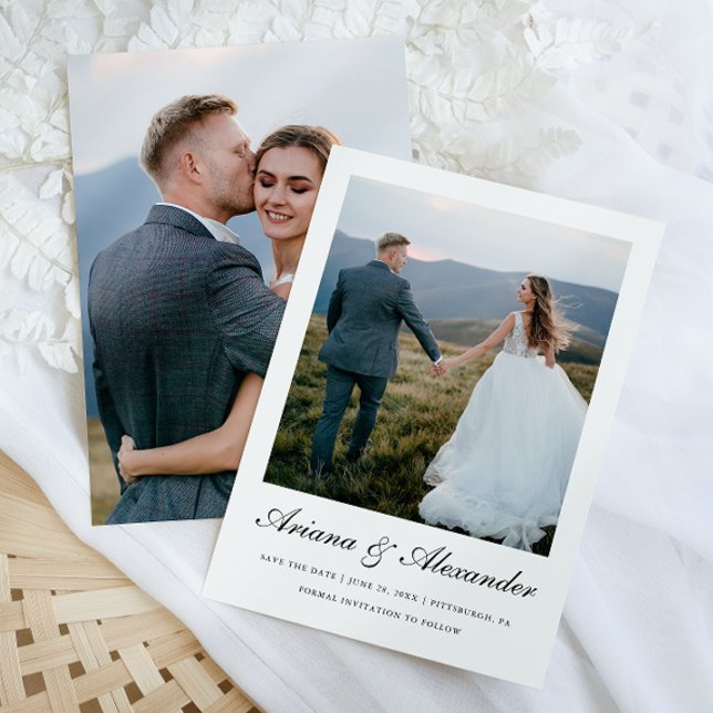 Reserve A Data Casamento Fotográfico Elegante Black and White Scr (Criador carregado)