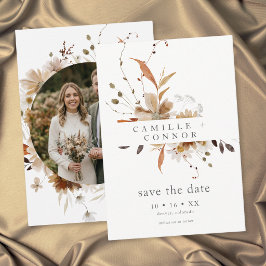Reserve A Data Casamento Fotográfico Floral Boho Outono Neutro Rú